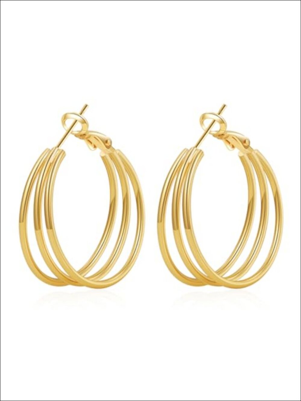 Gold Plated Hoop Earrings Triple Layer Hypoallergenic